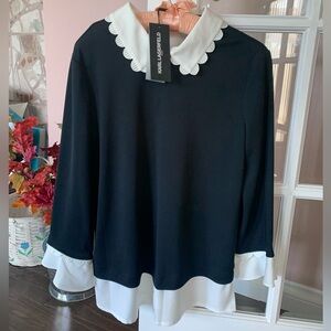 Karl Lagerfeld scalloped shirt blouse